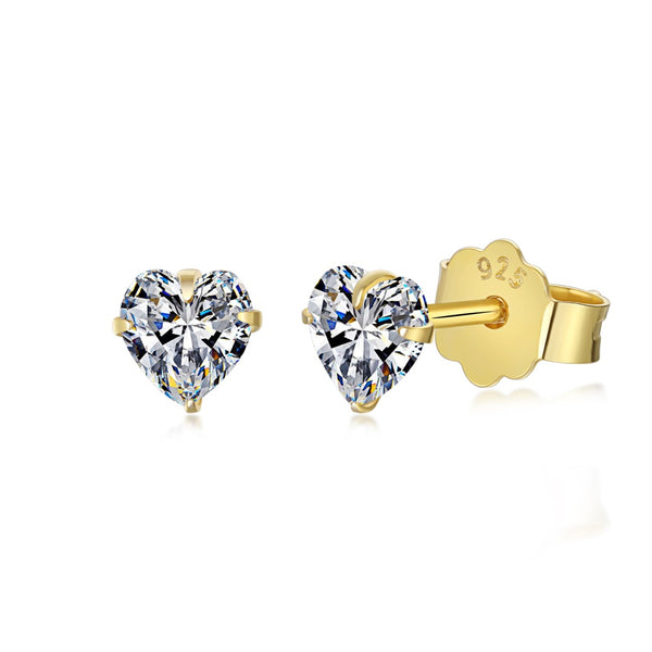 Gold Heart Stud Earrings