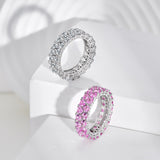 Mini Pink Love Hearts Sterling Silver Band