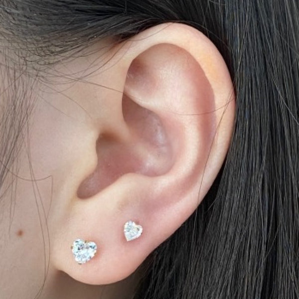 Gold Heart Stud Earrings