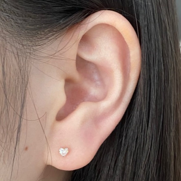 Gold Heart Stud Earrings