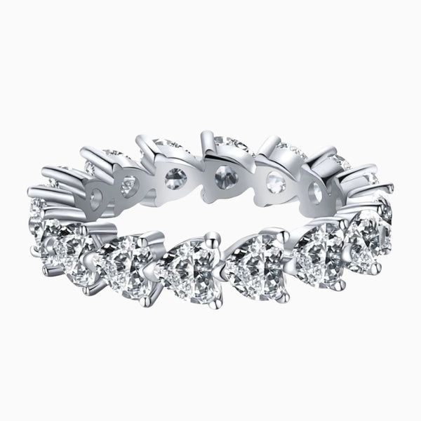 Sparkling Row Love Heart Eternity Ring - MARIA JEWELLERY
