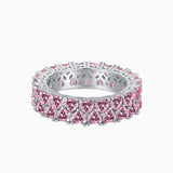 Mini Pink Love Hearts Sterling Silver Band